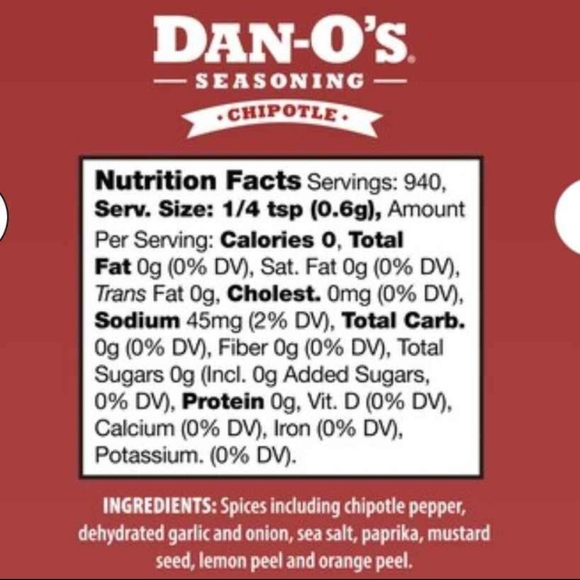 Dan-O's Chipotle Low Sodium 20oz BBQ Grill Seasoning NEW - Picture 2 of 3